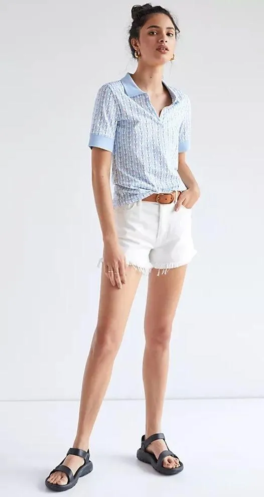 ANTHROPOLOGIE MAEVE Springtime Polo Top Butterfly Size Medium - Image 9