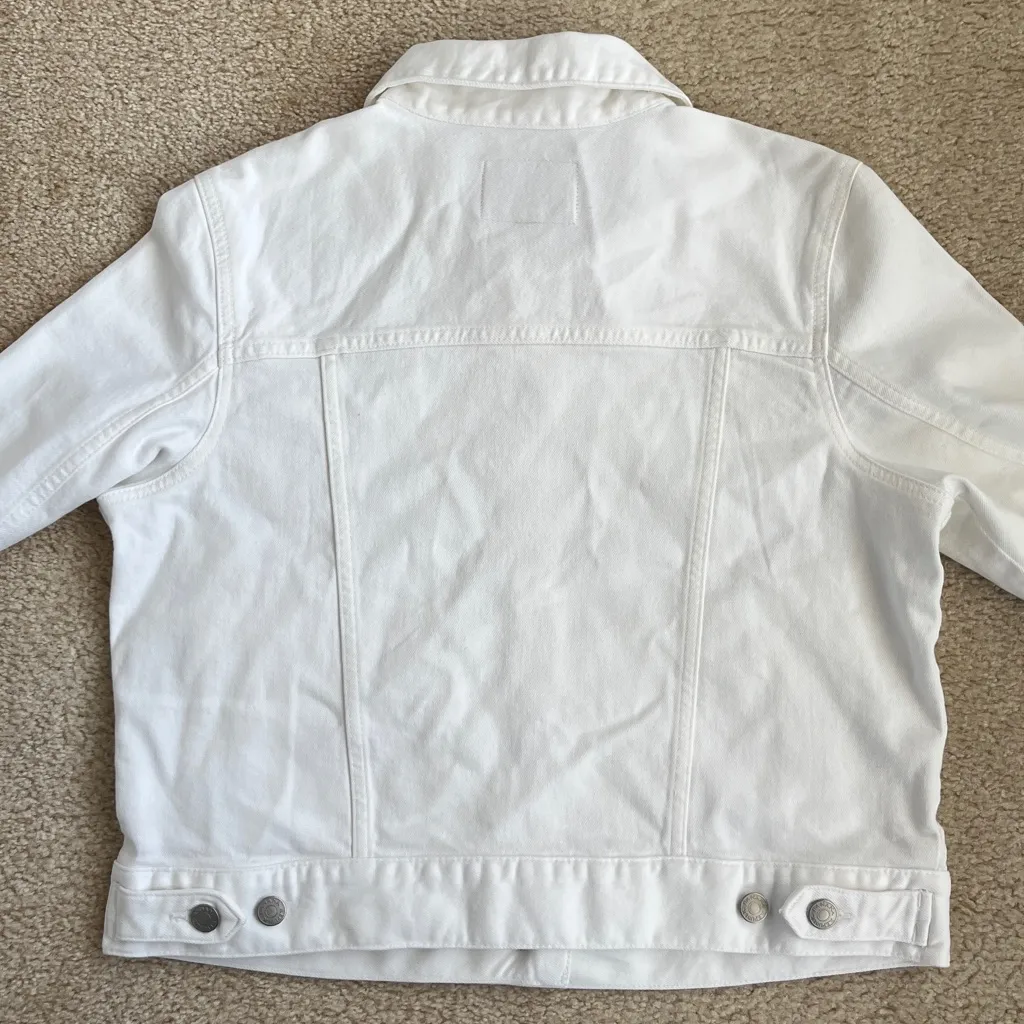 NWT Banana Republic Factory White Denim Cropped Trucker Jacket in Women's Small - Image 8