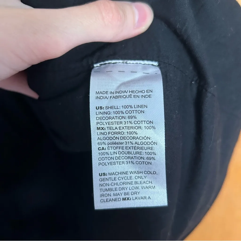 Chico's Floral Emboidered Contrast Novelty 3/4 Sleeve Linen Topper Jacket Medium - Image 9