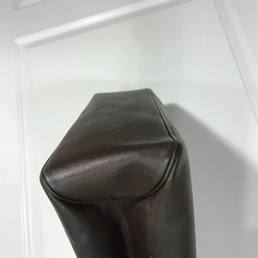 Salvatore Ferragamo Gancini Dark Brown Leather Tote Bag EUC - Image 4