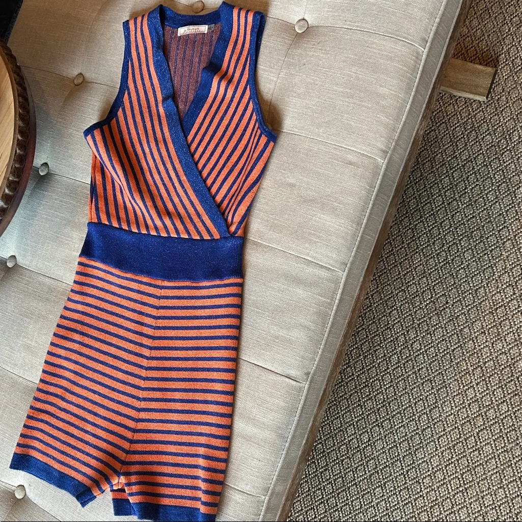 De Lovest on December Orange/Blue Striped Romper Size Small Blue - Image 2