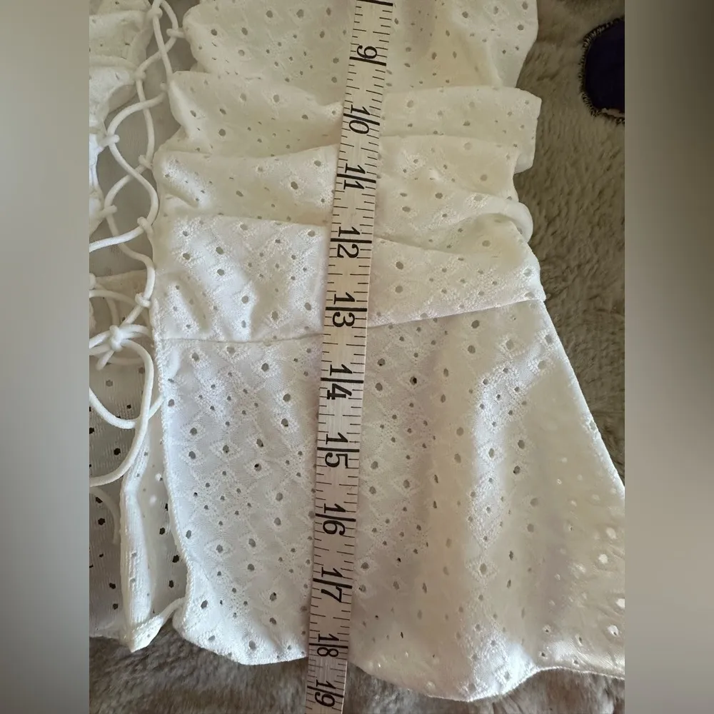 Windsor White Eyelet Lace Up Spaghetti Strap Tank Top - Image 8