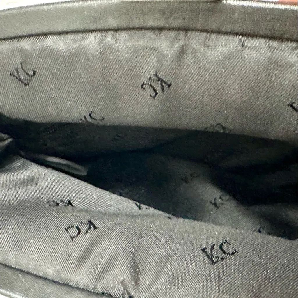 Kenneth Cole Black Leather Mini Bag Silver Chain Fold Over Kiss-lock Date Night - Image 5