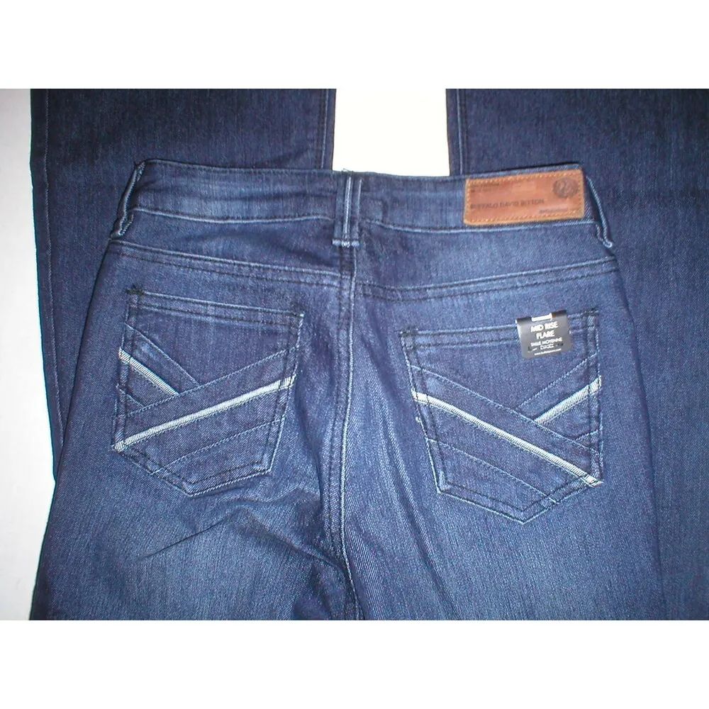New NWT $99 Designer Buffalo David Bitton Jeans Womens 24 X 33 Mid Rise Flare Dk - Image 2