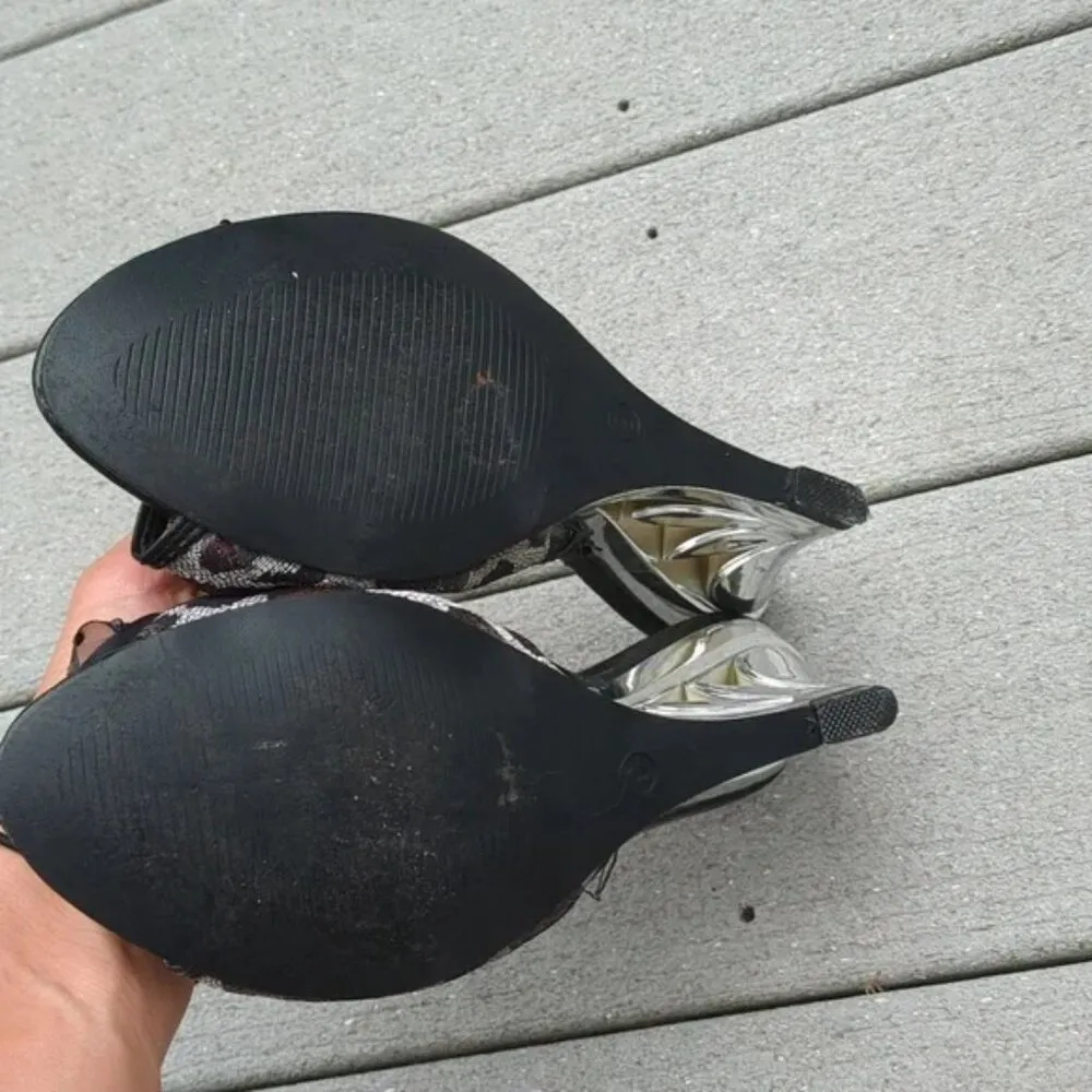 Selina by Summer Rio Animal Print Wedge Slip On Sandals Black Size 9 - Image 9