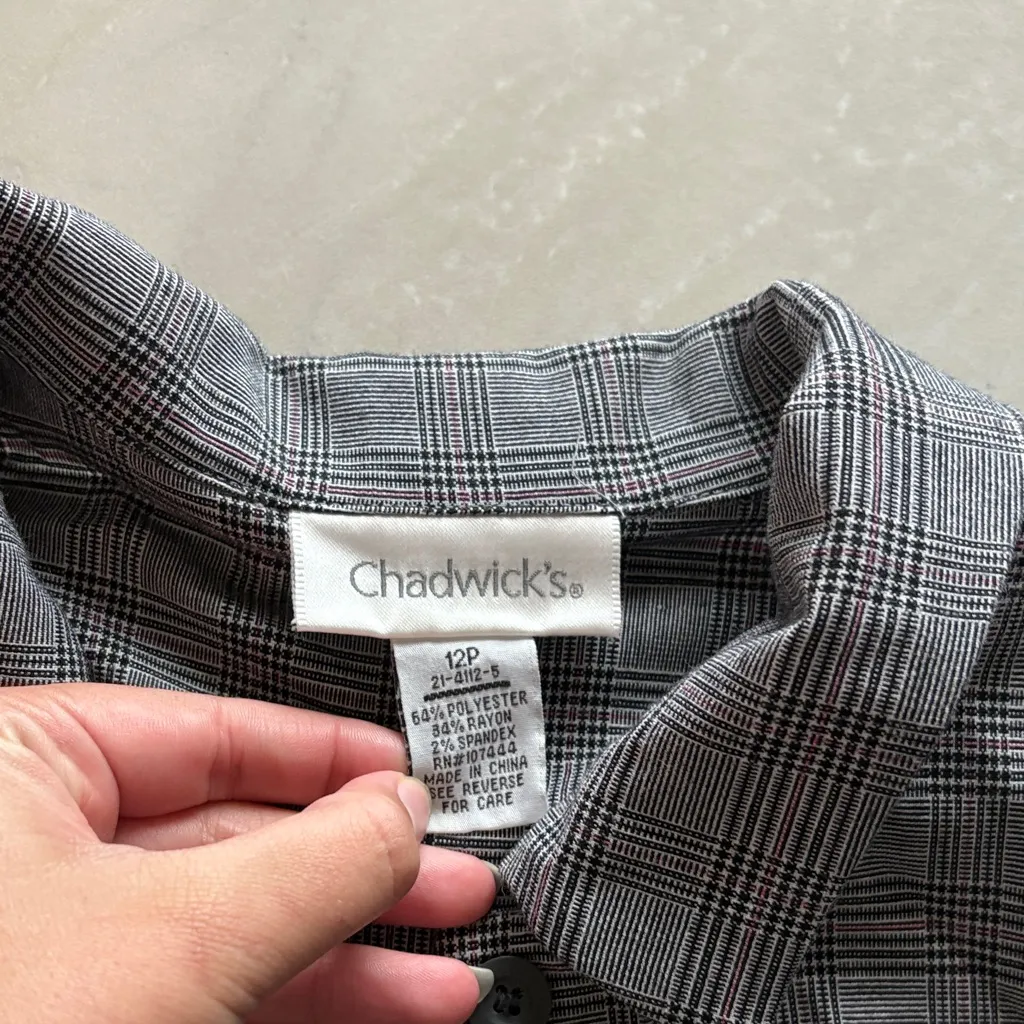 Chadwicks Black and White Plaid Blouse - Image 2