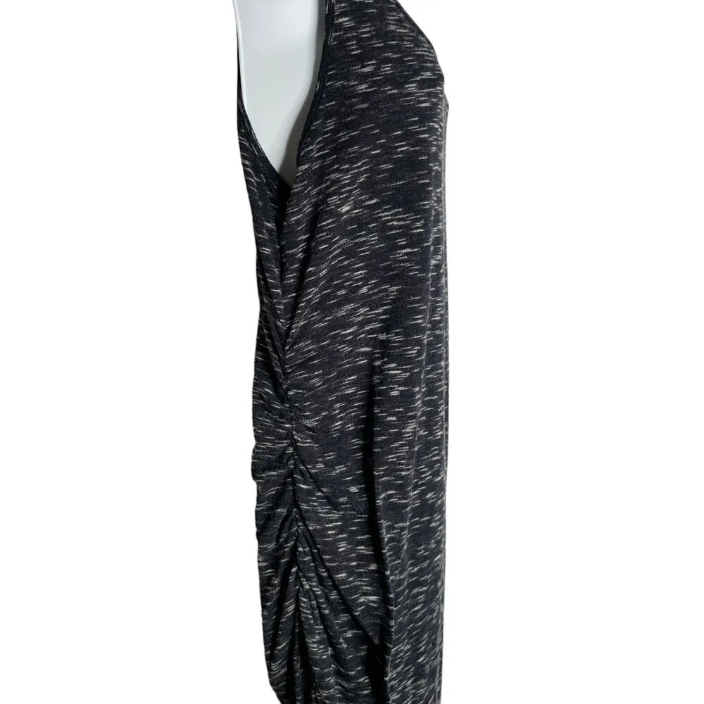Liz Lange Maternity Knit Midi Dress M Marled Black Sleeveless Ruched Scoop Neck - Image 3