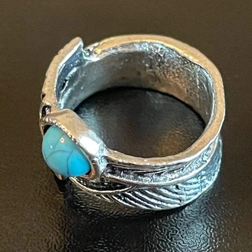 Turquoise stone tribe ring size 5 - Image 3