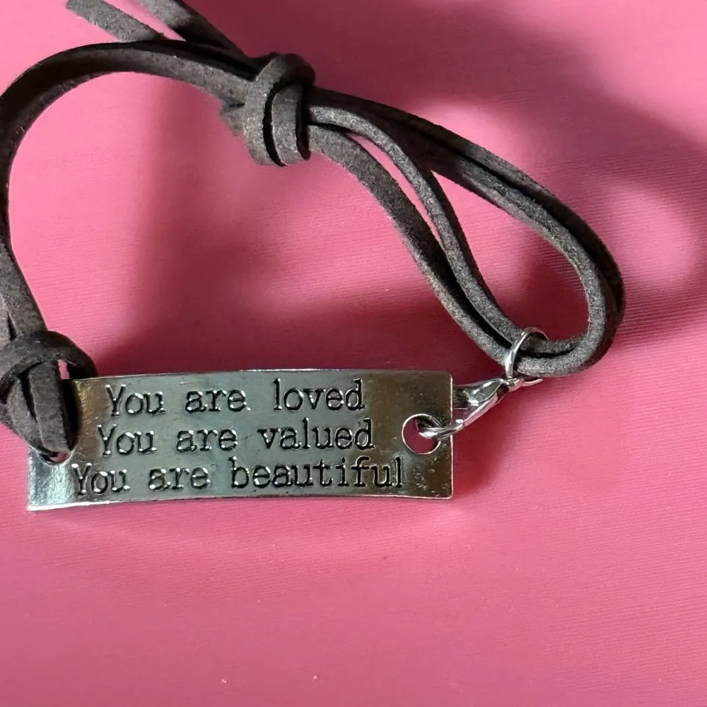 Brown Leather Bracelet with Silver Plate - Image 2