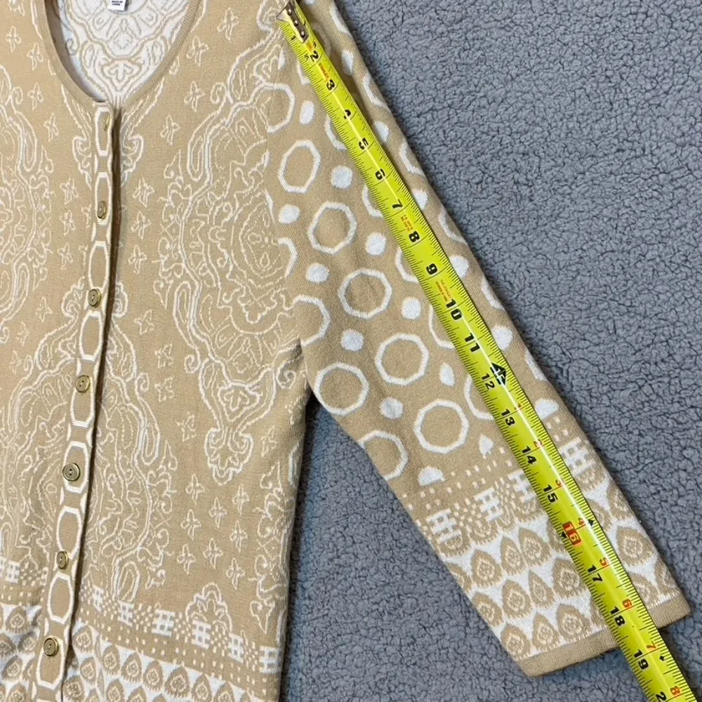 Isaac Mizrahi Live! Women's Button Up Cardigan Sweater Beige/Cream Size Large - Image 10