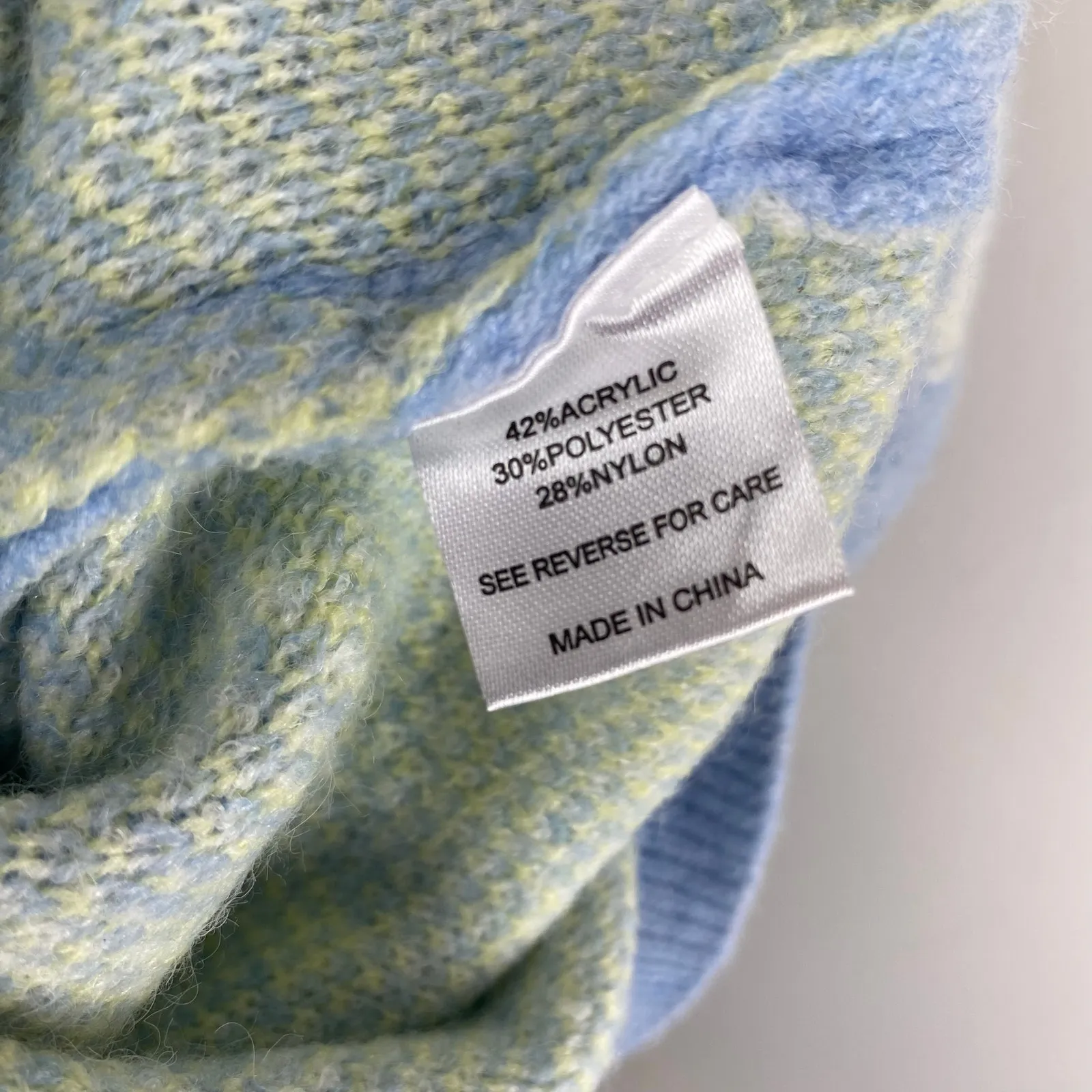 Witty Fox Blue Retro Floral Cropped Knit Sweater Large Daisy - Image 7