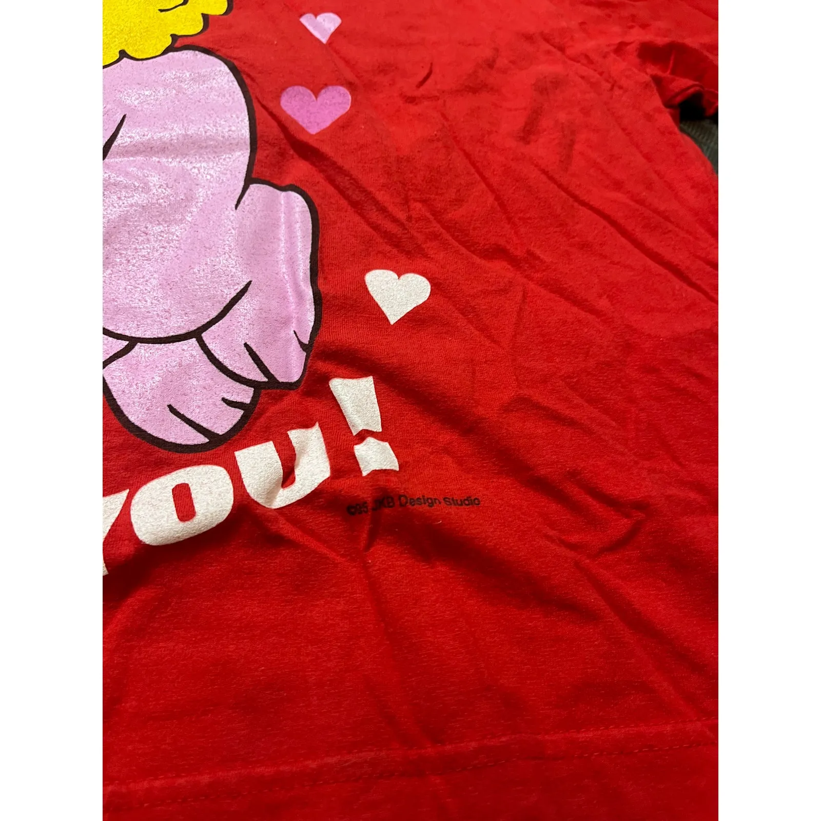 Vintage 90s Stuck On You Cupid Valentine Heart Tee Large Graphic Shirt‎ Womens Red - Image 3