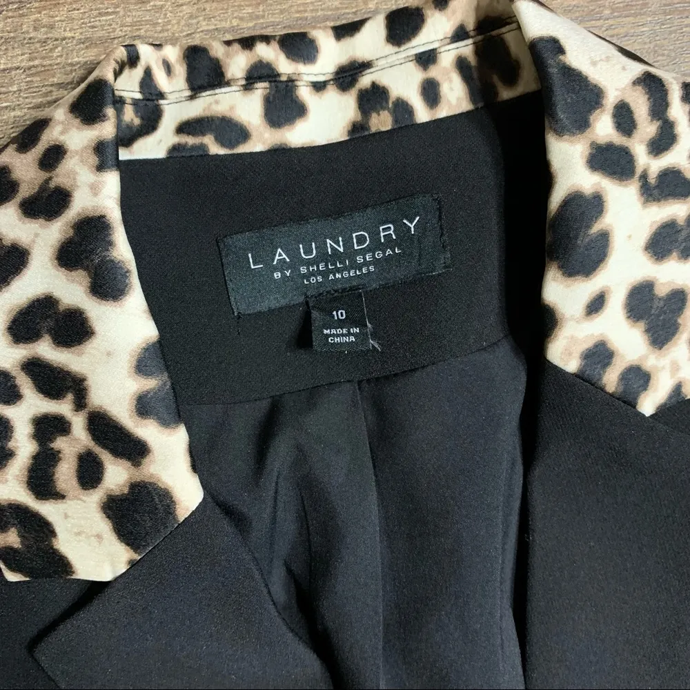 Laundry by Shelli Segal leopard trim print Blazer size 10 - Image 3