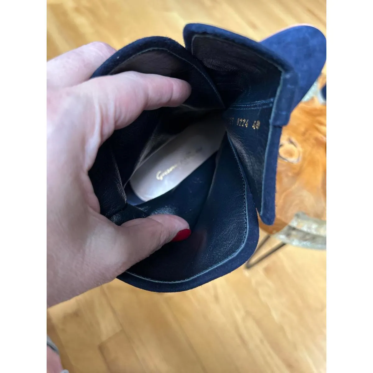 Gianvito Rossi Navy Suede Ankle Adjustable Buckle Boots Sz40 - Image 6