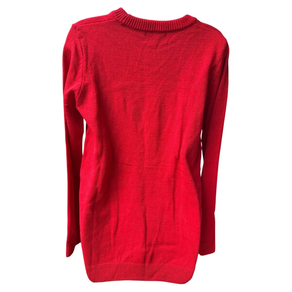 Poof! Red Christmas Sweater with Candy Cane Design Large - Image 2