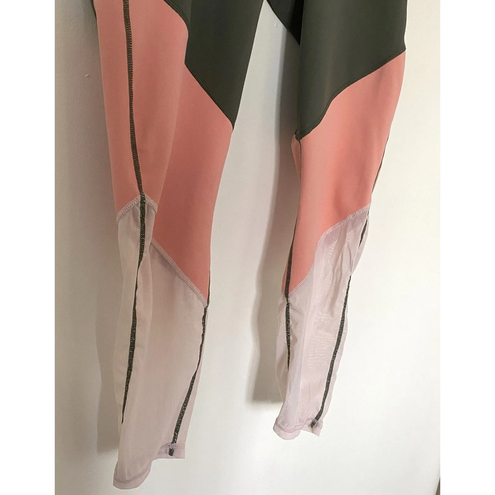 Fabletics Powerhold Zone Green 7/8 Leggings Colorblock Mesh Calf High Waist - Image 10