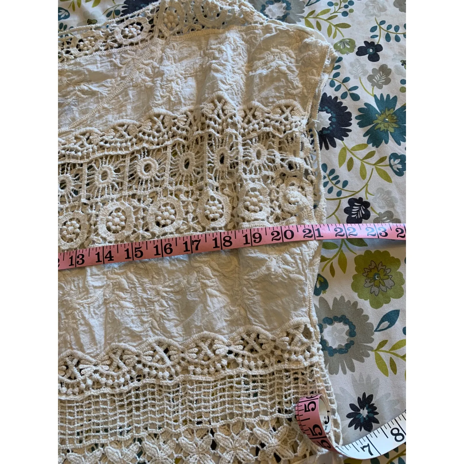 b SHARP Cream Crochet Lace Tunic Top Boho Festival Size L - Image 4