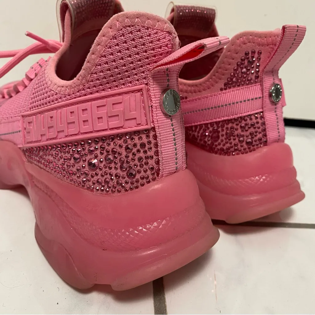 Steve Madden Pink Rhinestone Maxima sneakers tennis shoes athleisure shoe 9 - Image 5