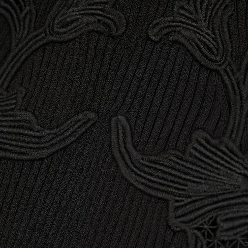 SELF-PORTRAIT Lace Ribbed Stretch-Knit Sweatheart Neckline Cropped Top sz S NWOT - Image 4