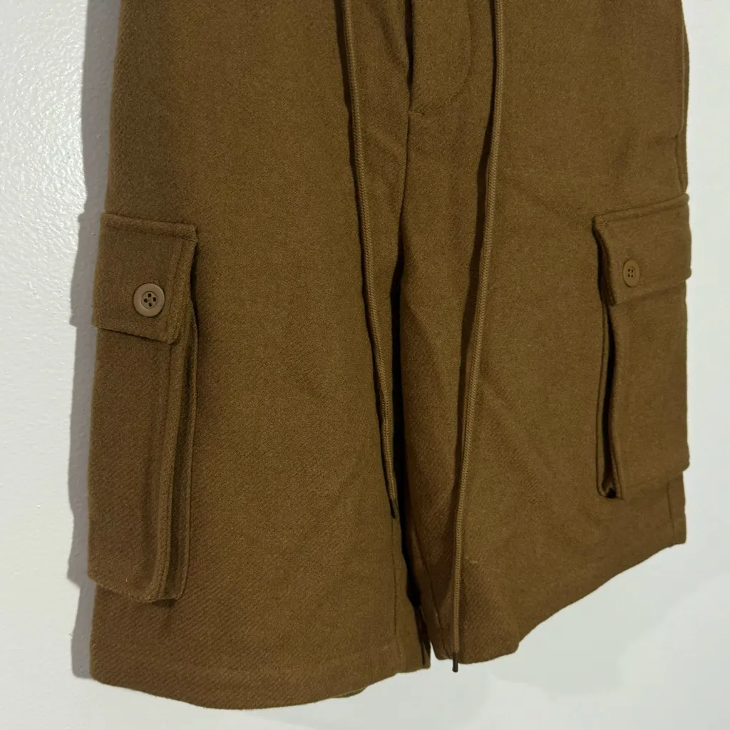 NWOT Free People Charli Wool Longline Cargo Shorts In Bronze‎ Brown Size XS - Image 3