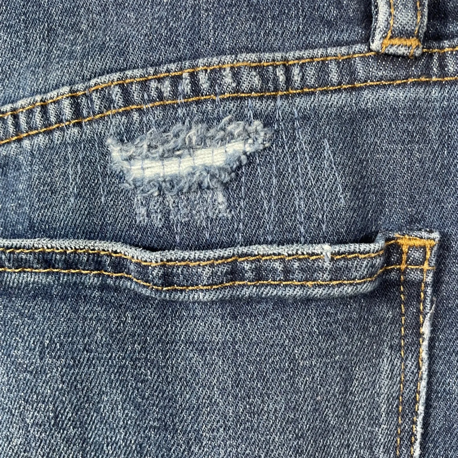 Point Sur Denim Distressed Straight Leg Jeans Medium Wash Raw Hem Women's 29 Blue - Image 11