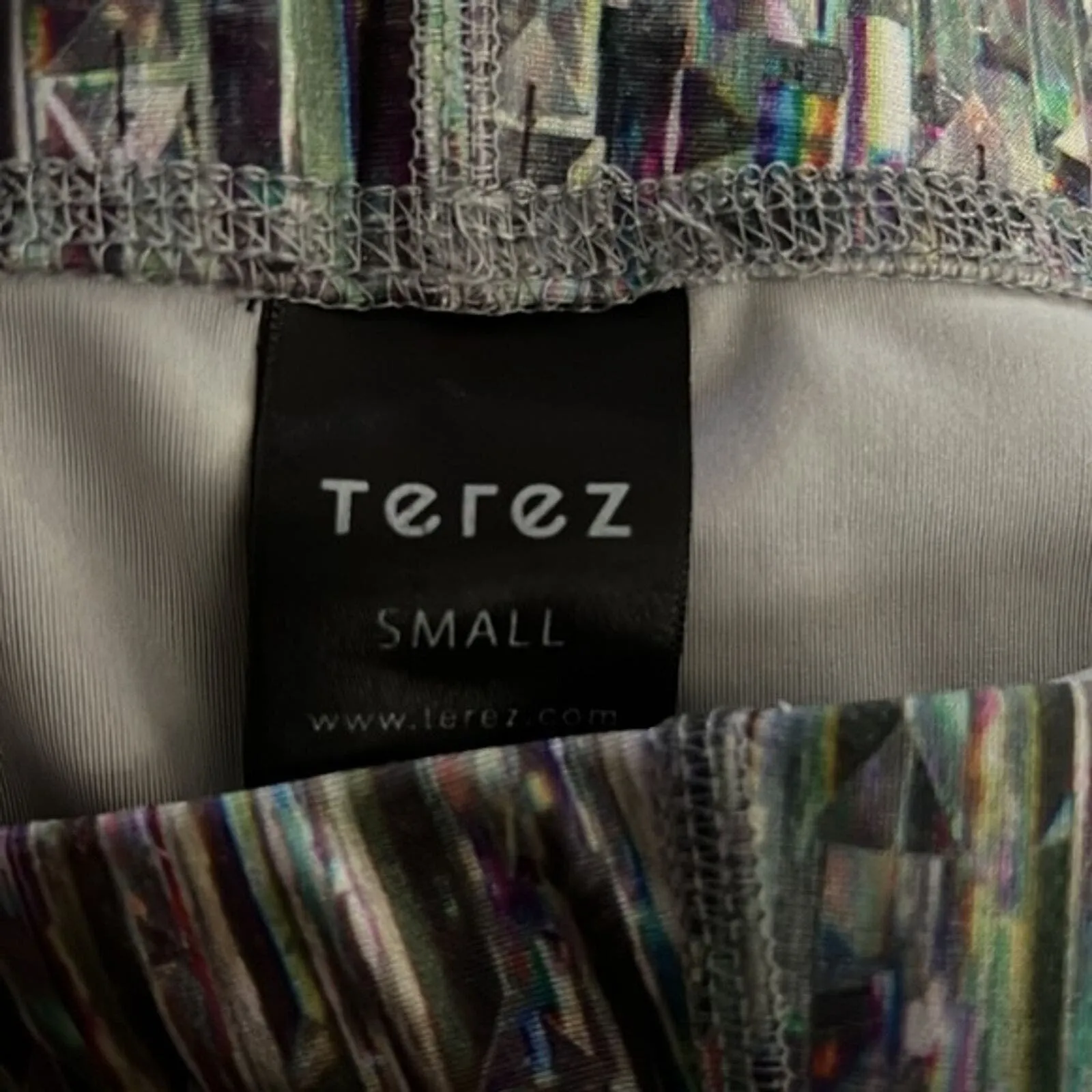 Terez Pants Womens Small Tall Band Leggings Multi Crystalized Broken Glass Print - Image 6