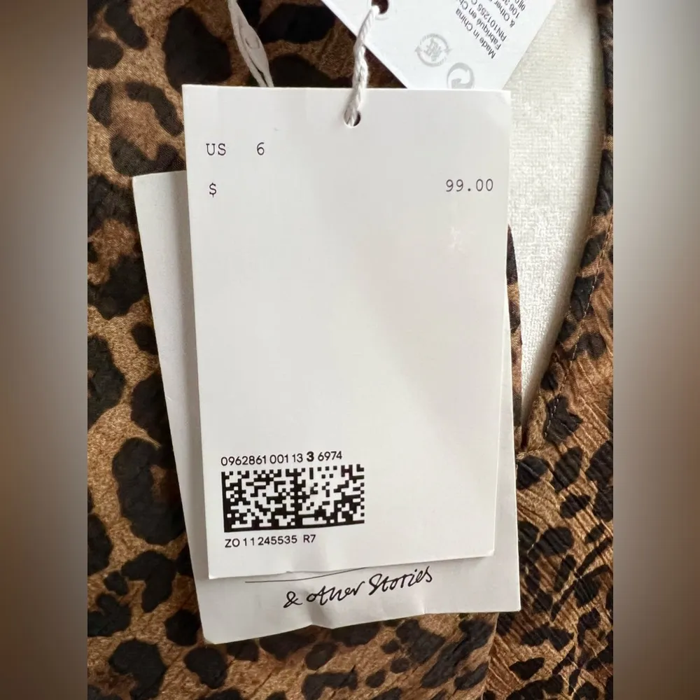 NEW & Other Stories Cheetah Leopard Printed Floaty A-Line Mini Dress 6 NWT - Image 7