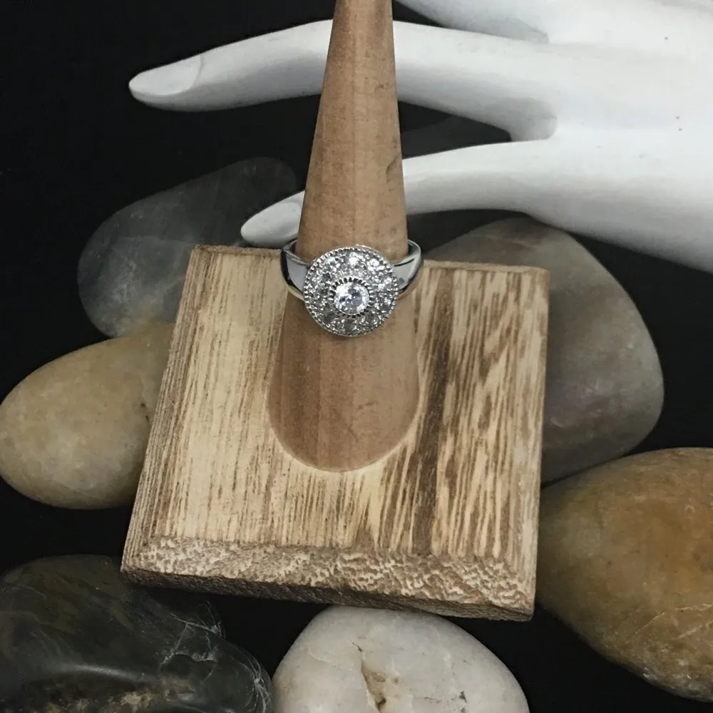 Pave Set Cubic Zirconia Sterling Silver Ring Size 7 Silver - Image 9