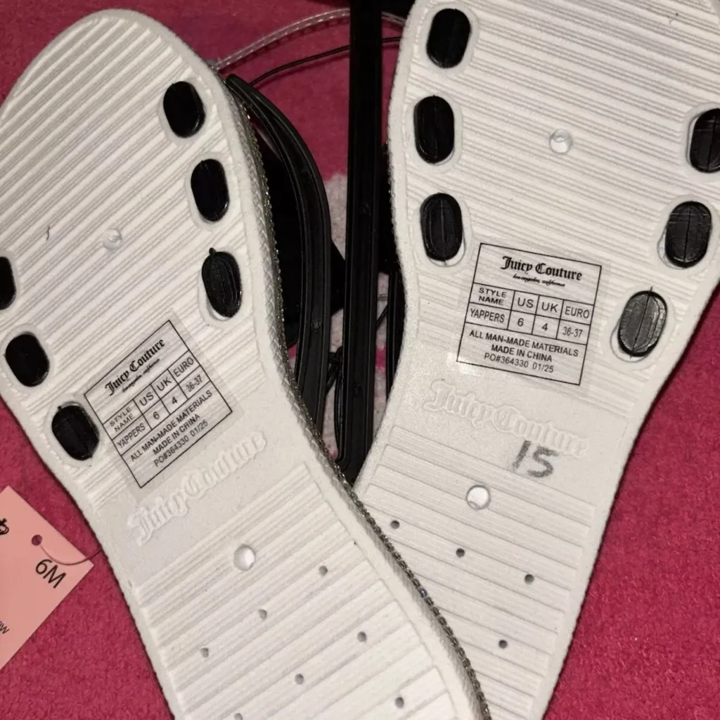 Juicy Couture Black and Gold Slides - Image 4