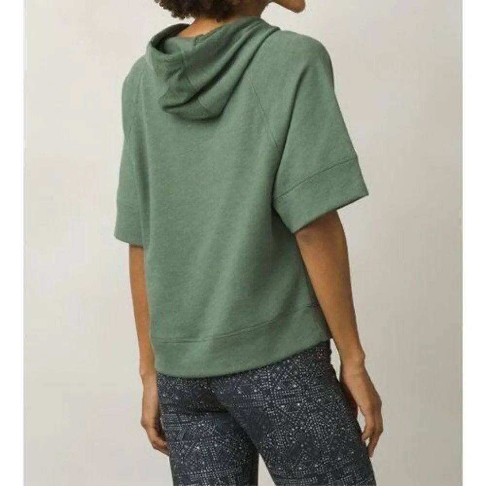 New Womens NWT L PrAna Top Cotton Palmetto Organic Hoodie LS Logo Green Forest - Image 2