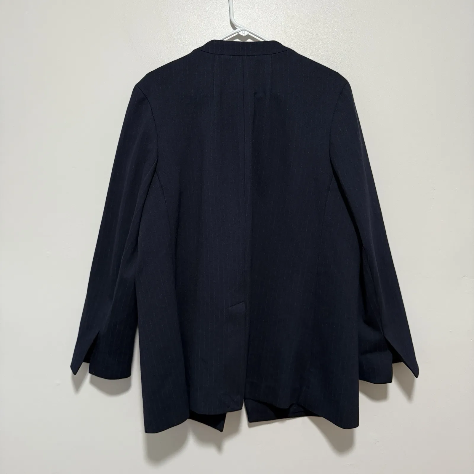 Spanx Perfect Collarless Navy Pinstripe Blazer Size‎ XL - Image 5