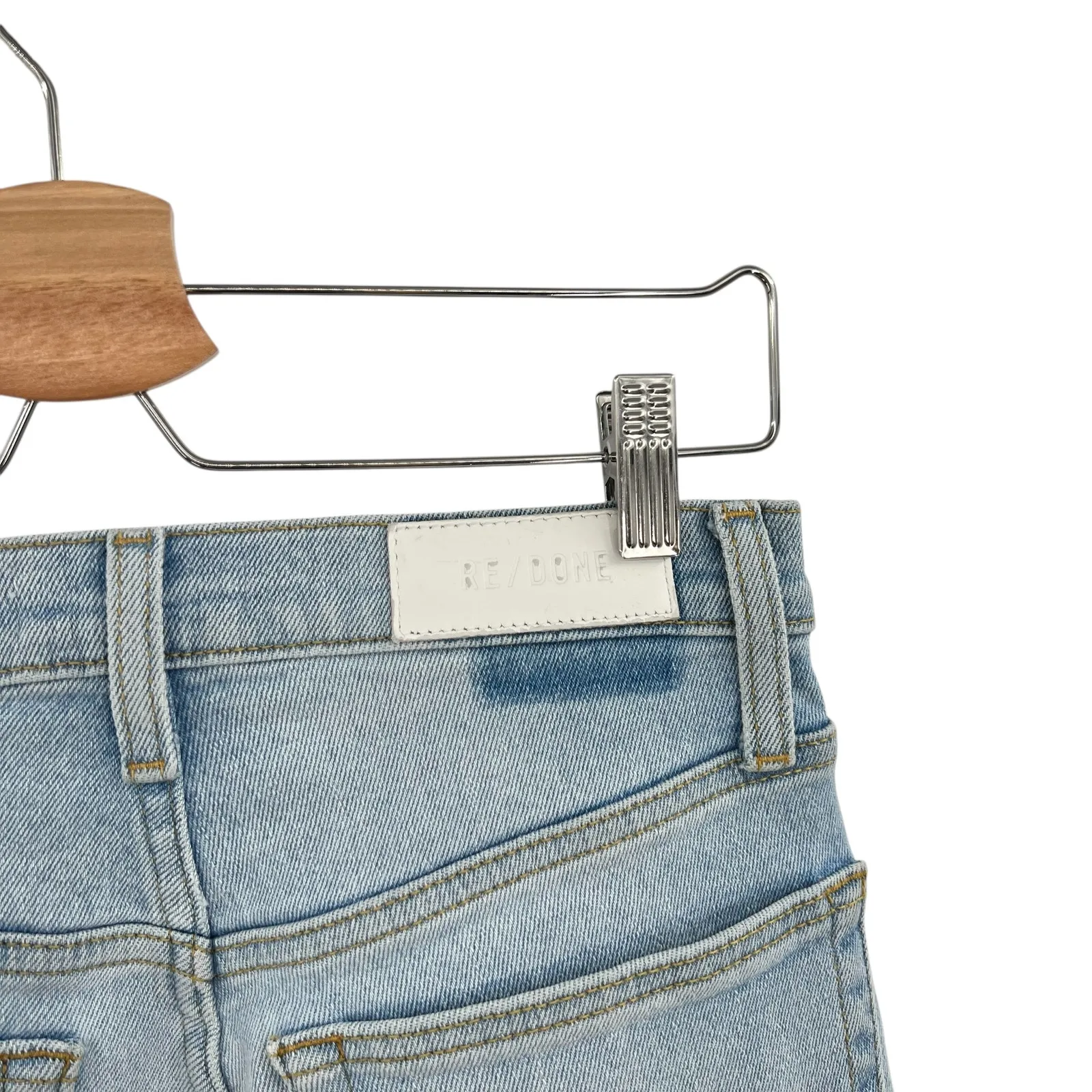 Re/Done 70s Stove Pipe Jeans Denim Seawater Destroyed Blue Size 27 - Image 13