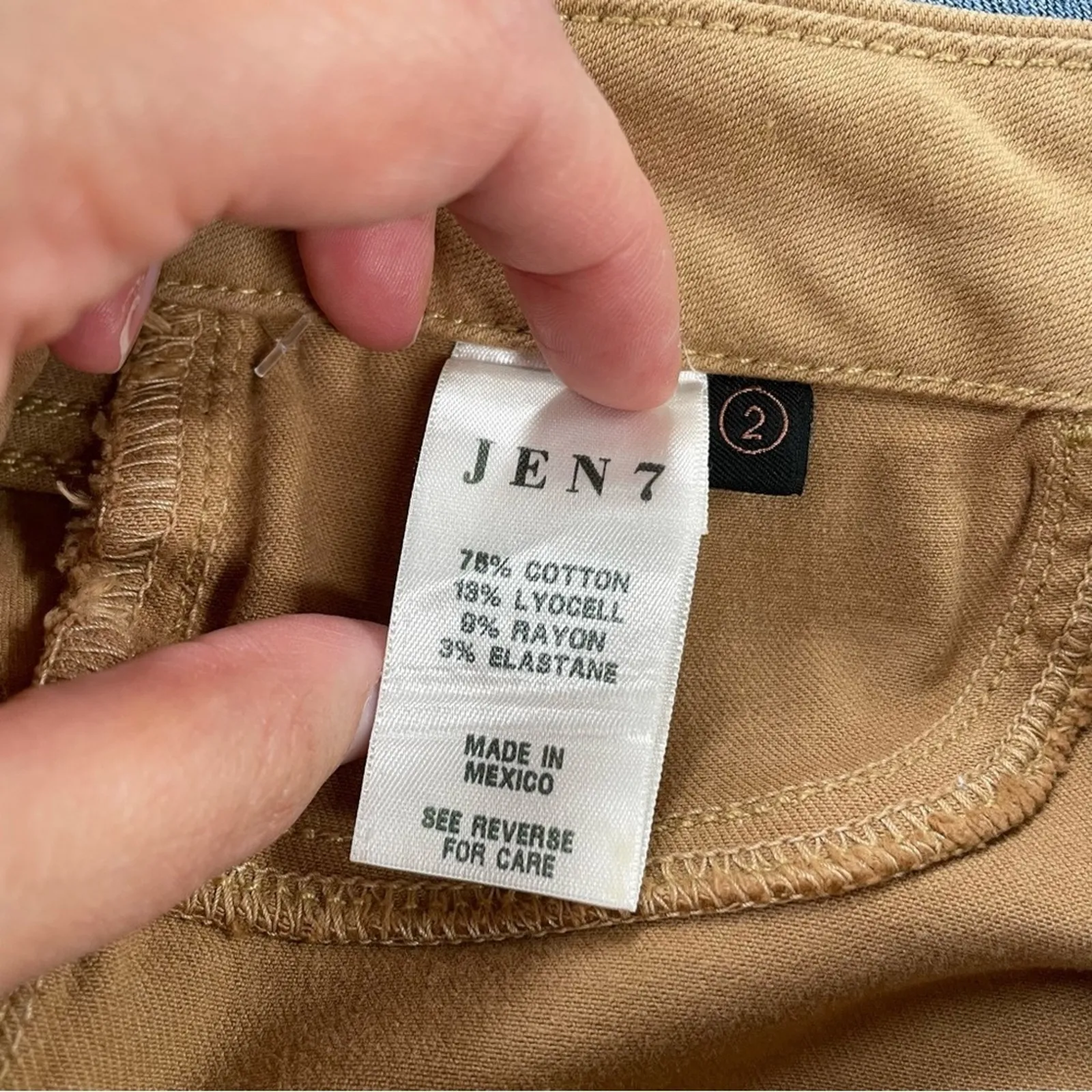 7 For All Mankind Tan Faux Suede Skinny Leggings Pants Womens 2 Fall Casual - Image 11