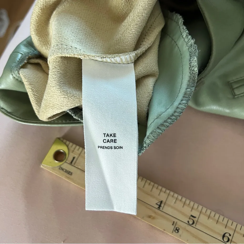 Avec Les Filles Sage Green Soft Faux Leather High‎ Rise Straight Leg Pants XS - Image 10