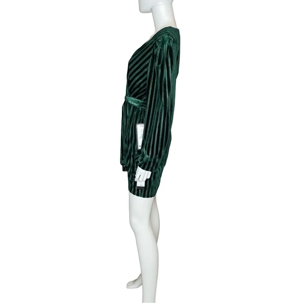City Studio Holiday Emerald Long Sleeve Faux Wrap Dress Junior’s Sz M Green - Image 2