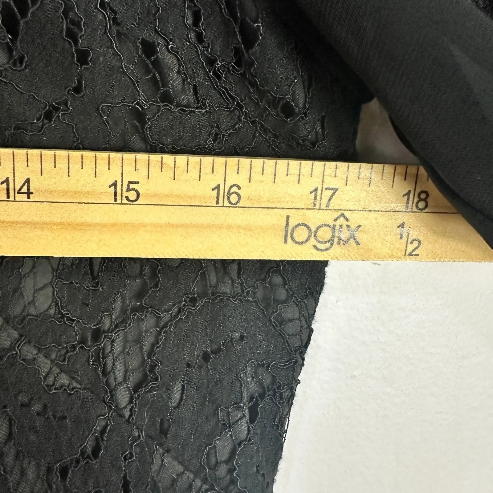 Adrianna Papell 6 Black Lace Sheer Sleeve Dress Classic Elegant Cocktail Party - Image 6