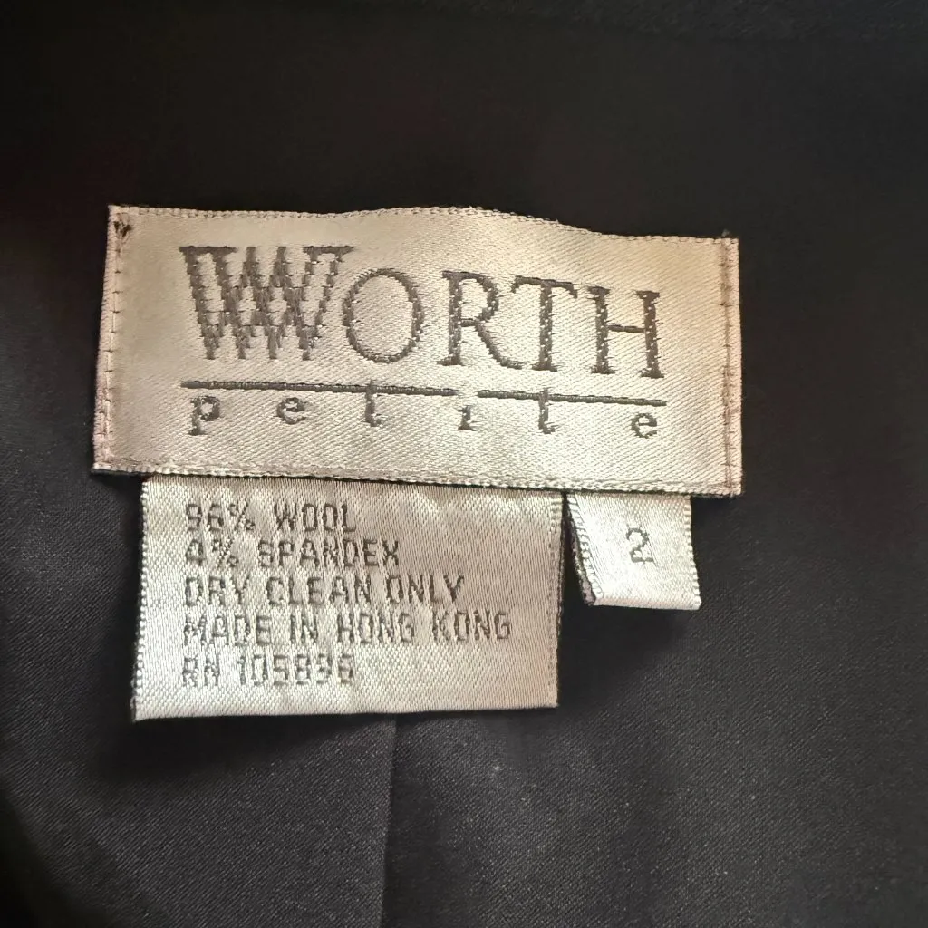 Worth Petite black collared long sleeve button down wool blazer women's size 2P - Image 8