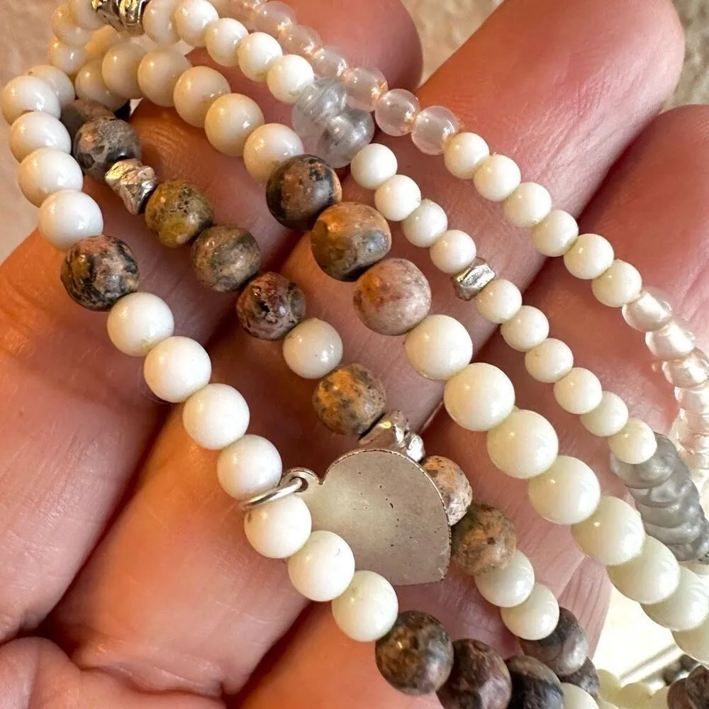 leopard skin jasper multi strand beaded bracelet - Image 5