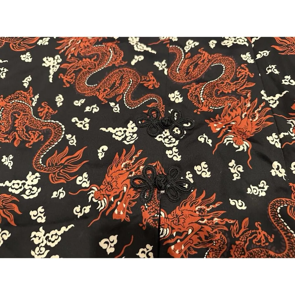 Zara Dragon Pattern Satin Mini Skirt with Slit Large L - Image 2