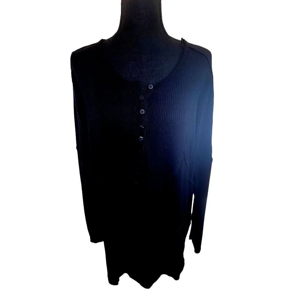 Black Leo Henley Waffle Knit - Image 7