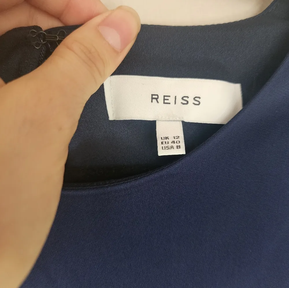 Reiss Synthetic Jackie Navy Blue Knee Length Ruffle Hem Sleeveless Dress - Image 5