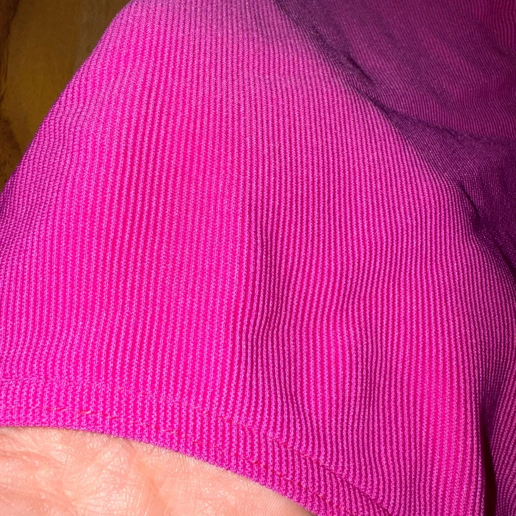 L.L. Bean women’s 12 long 1 piece ribbed swim Barbie‎ pink high cut bathing suit - Image 2