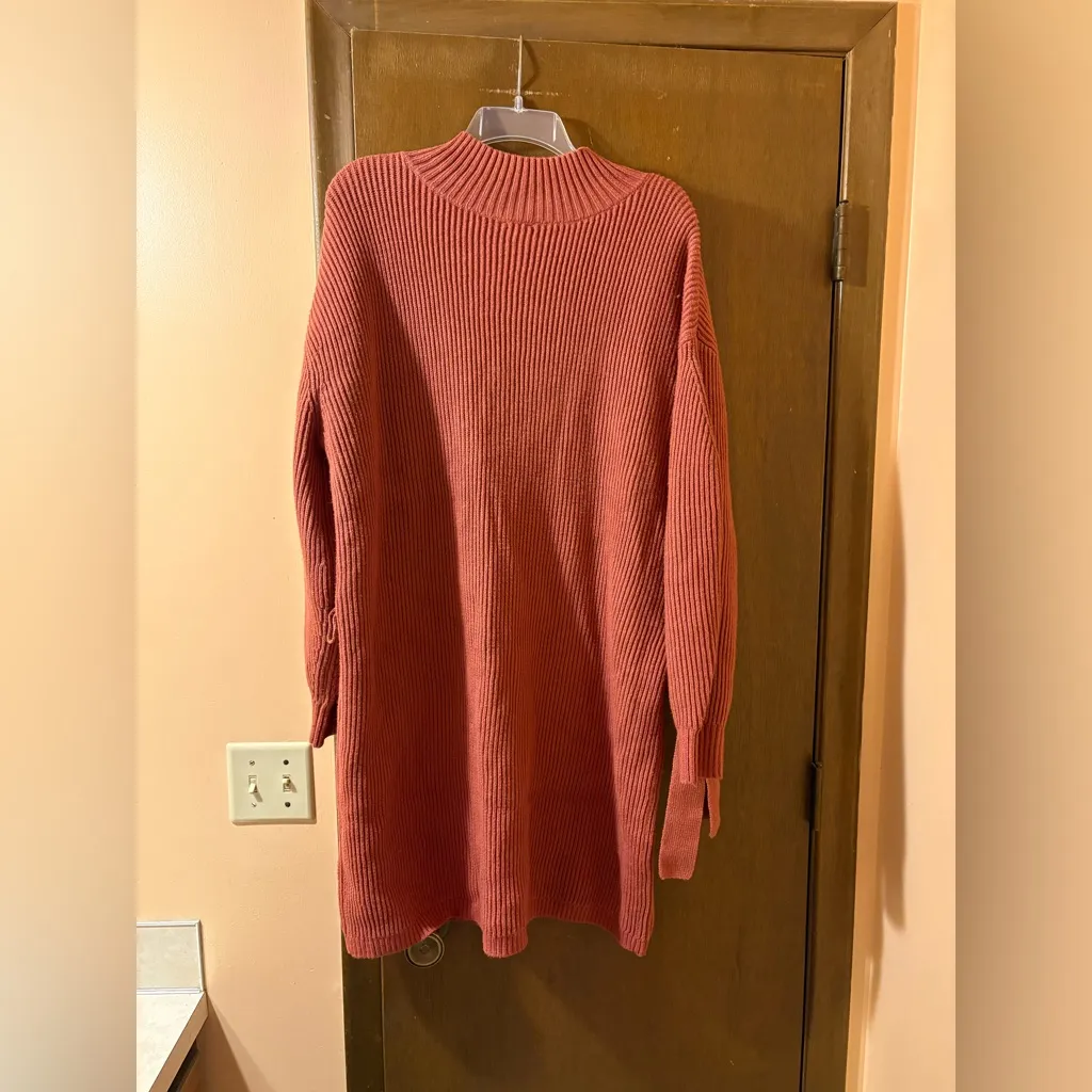 Anthropologie Maeve Mockneck Tie Waist Sweater Dress in Cedar - Image 4