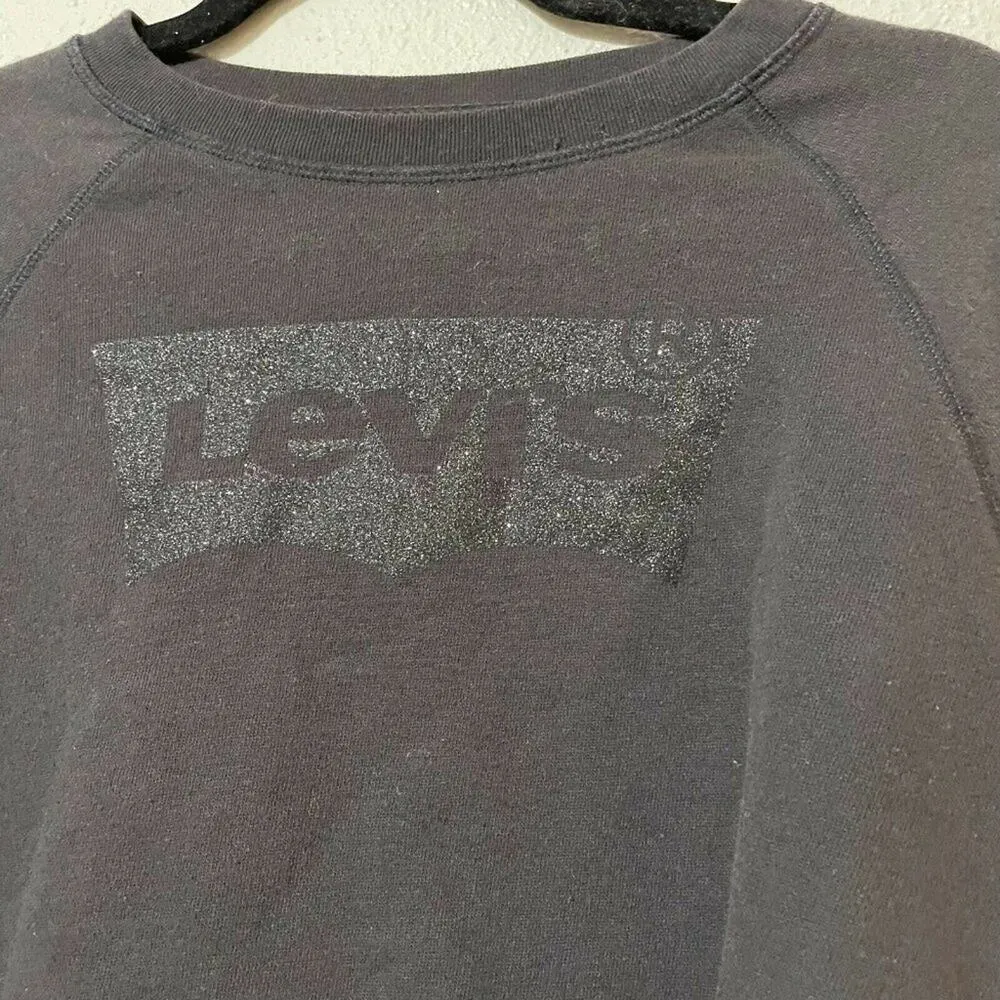 Levis Womens Black Regular Fit Round Neck Long Sleeve Cropped Sweatshirt Small - Image 3