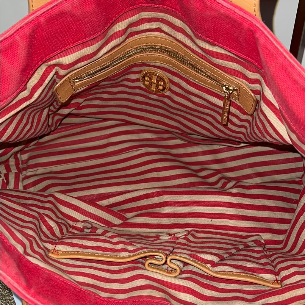Tory Burch Red Tote with Tan Handles - Image 12