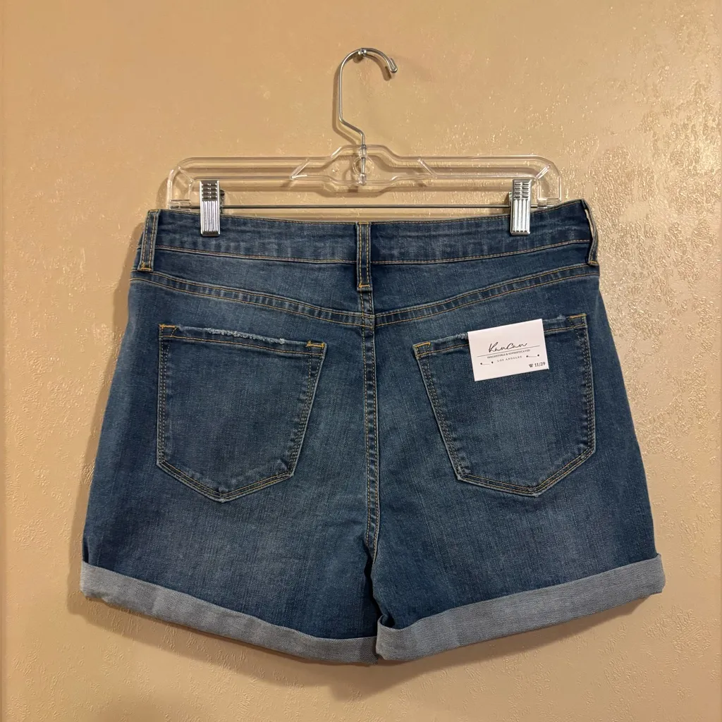 NWT Kancan High Waisted Cuffed shorts sz 11/29 Blue - Image 2