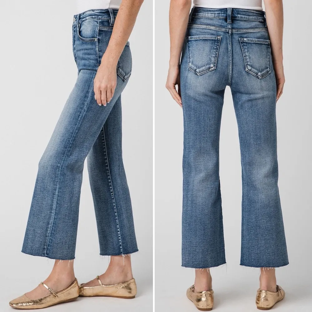 NWT Risen x Social Threads Cora Kick Flare Jeans Size 28 Medium Wash High Rise Blue - Image 14