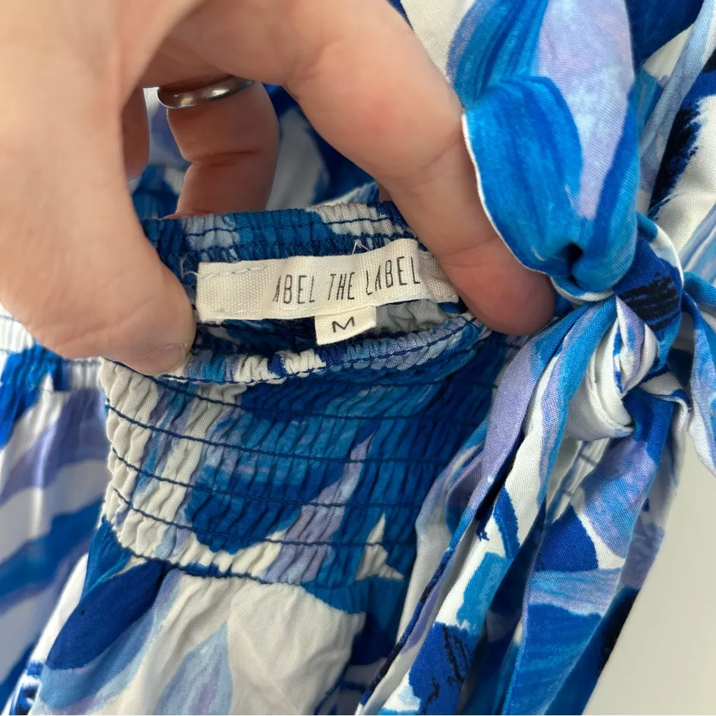 Abel the Label Anthropologie Blue White Floral Halter Boho Maxi Dress M - Image 8