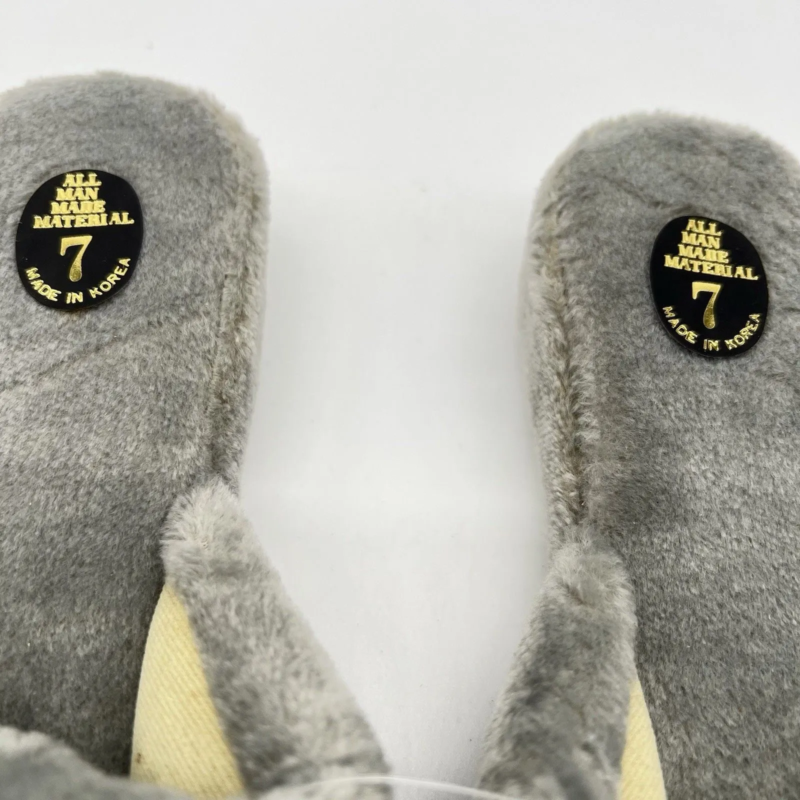 VTG 1 Pairs of 1980s Blue/Gray Color Blocked Velvet Boudoir Slippers - Image 5