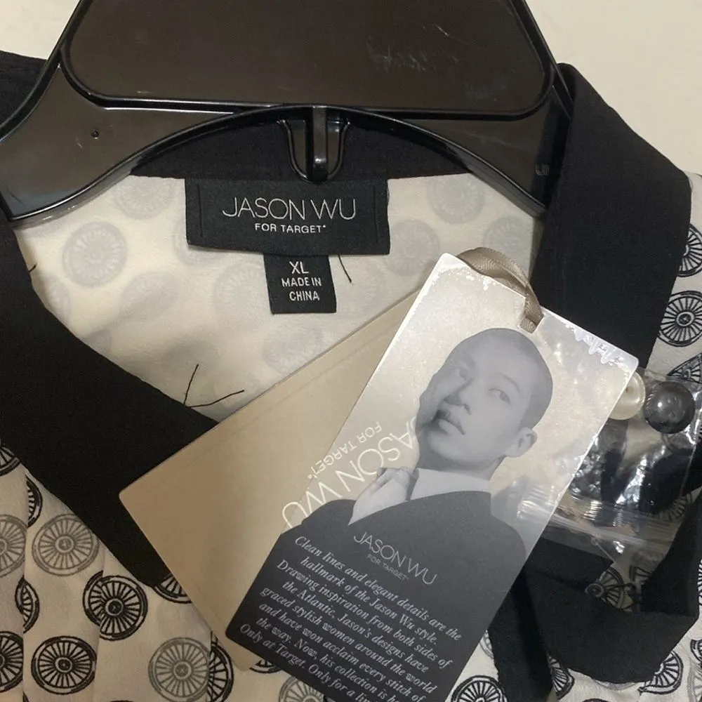 Jason Wu White & Blue Print Short Sleeve Dress NEW XL - Image 5